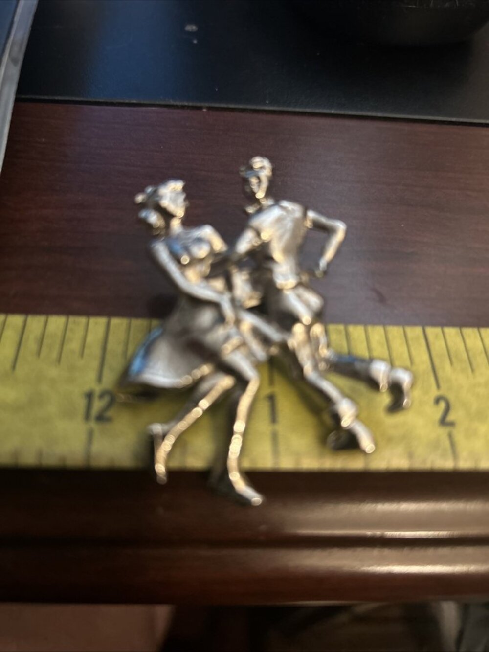VINTAGE 2 " WIDE  Silver Tone SPANISH FLAMENCO DANCERS Country Pendant PIN See